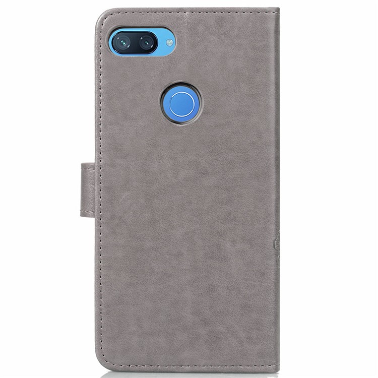 HAT PRINCE Тисненый Клеверный Кожаный Чехол-подставка Для Бумажника Xiaomi Mi 8 Lite / Ми 8 Молодежи (ми 8X) - Серый-3