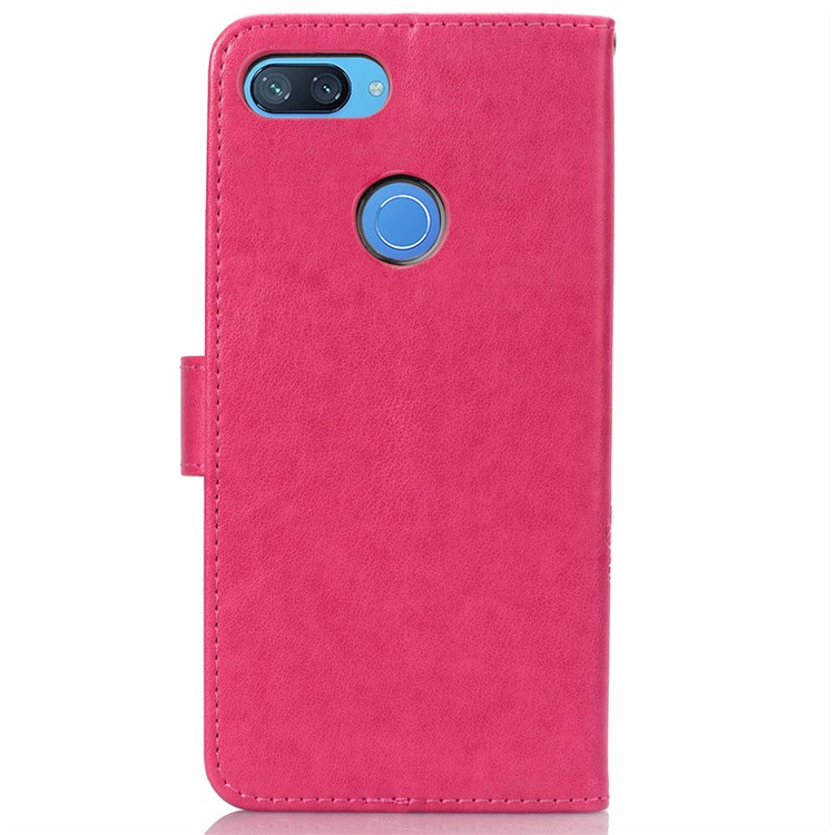 HAT PRINCE copertura Per Portafoglio In Pelle Con Motivo Trifoglio Stampato Per Xiaomi Mi 8 Lite / Mi 8 Giovani (mi 8X) - Rosa-3