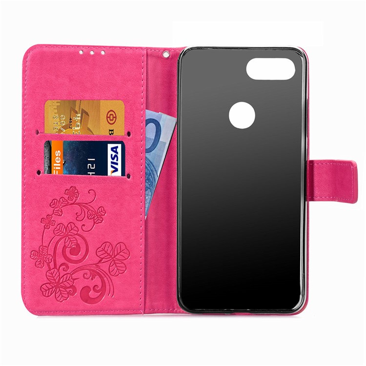 HAT PRINCE copertura Per Portafoglio In Pelle Con Motivo Trifoglio Stampato Per Xiaomi Mi 8 Lite / Mi 8 Giovani (mi 8X) - Rosa-4