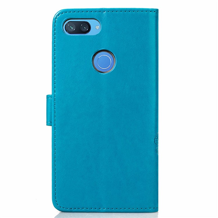 HAT PRINCE Imprinted Clover Leather Stand Wallet Cover for Xiaomi Mi 8 Lite / Mi 8 Youth (Mi 8X) - Blue-3