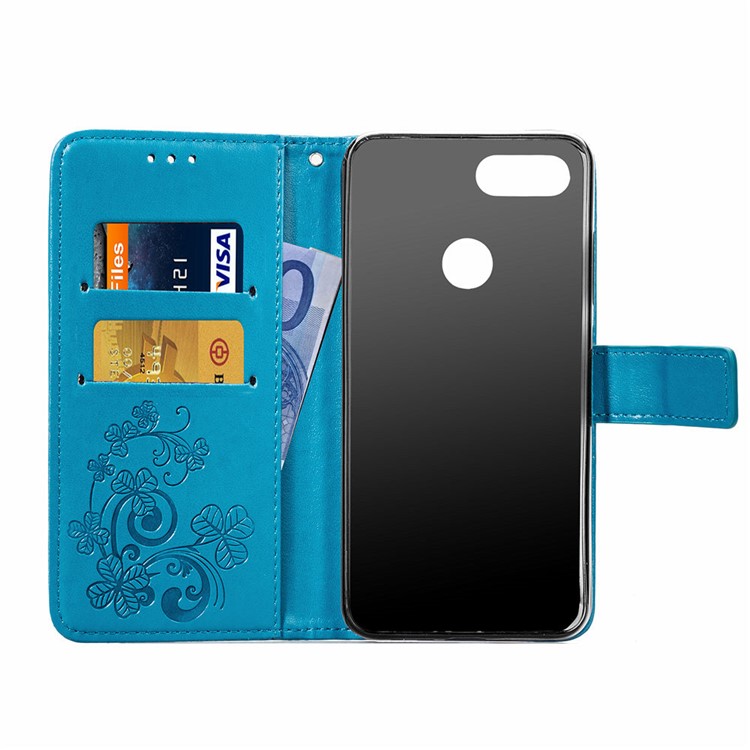 HAT PRINCE Imprinted Clover Leather Stand Wallet Cover for Xiaomi Mi 8 Lite / Mi 8 Youth (Mi 8X) - Blue-4