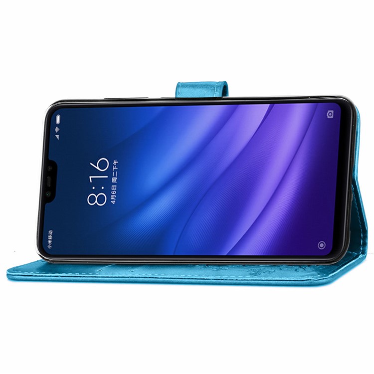 HAT PRINCE Imprinted Clover Leather Stand Wallet Cover for Xiaomi Mi 8 Lite / Mi 8 Youth (Mi 8X) - Blue-5