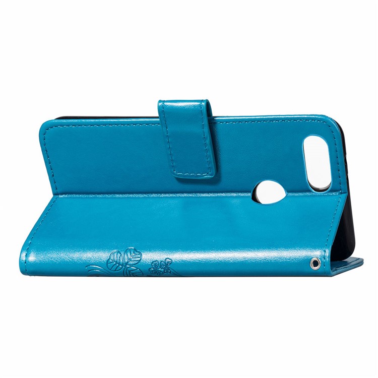 HAT PRINCE Imprinted Clover Leather Stand Wallet Cover for Xiaomi Mi 8 Lite / Mi 8 Youth (Mi 8X) - Blue-6