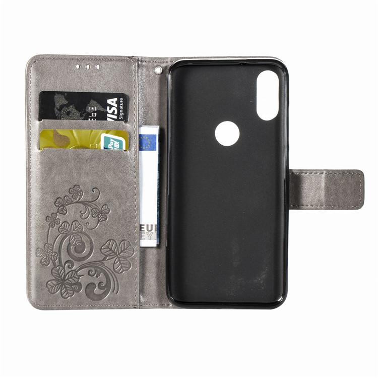 HAT PRINCE Imprinted Clover Leather Stand Wallet Cover for Xiaomi Redmi Note 7S /Note 7 / Redmi Note 7 Pro (India) - Grey-4