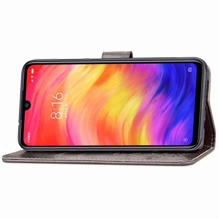 HAT PRINCE Imprinted Clover Leather Stand Wallet Cover for Xiaomi Redmi Note 7S /Note 7 / Redmi Note 7 Pro (India) - Grey-5