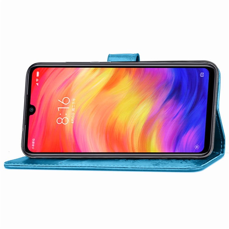 HAT PRINCE Imprinted Clover Leather Stand Wallet Cover for Xiaomi Redmi Note 7S /Note 7 / Redmi Note 7 Pro (India) - Blue-5