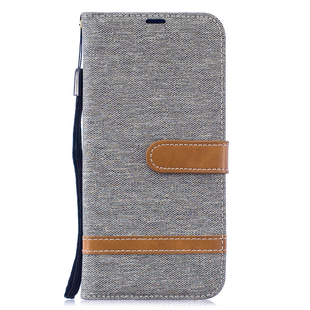 Two-tone Jean Cloth PU Leather Flip Case for Xiaomi Redmi Note 7S /Note 7 / Redmi Note 7 Pro (India) - Grey-2
