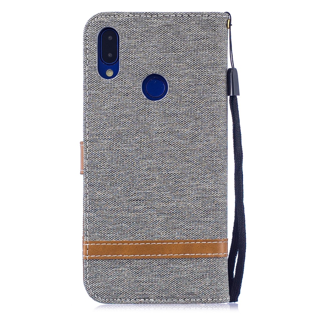Two-tone Jean Cloth PU Leather Flip Case for Xiaomi Redmi Note 7S /Note 7 / Redmi Note 7 Pro (India) - Grey-3