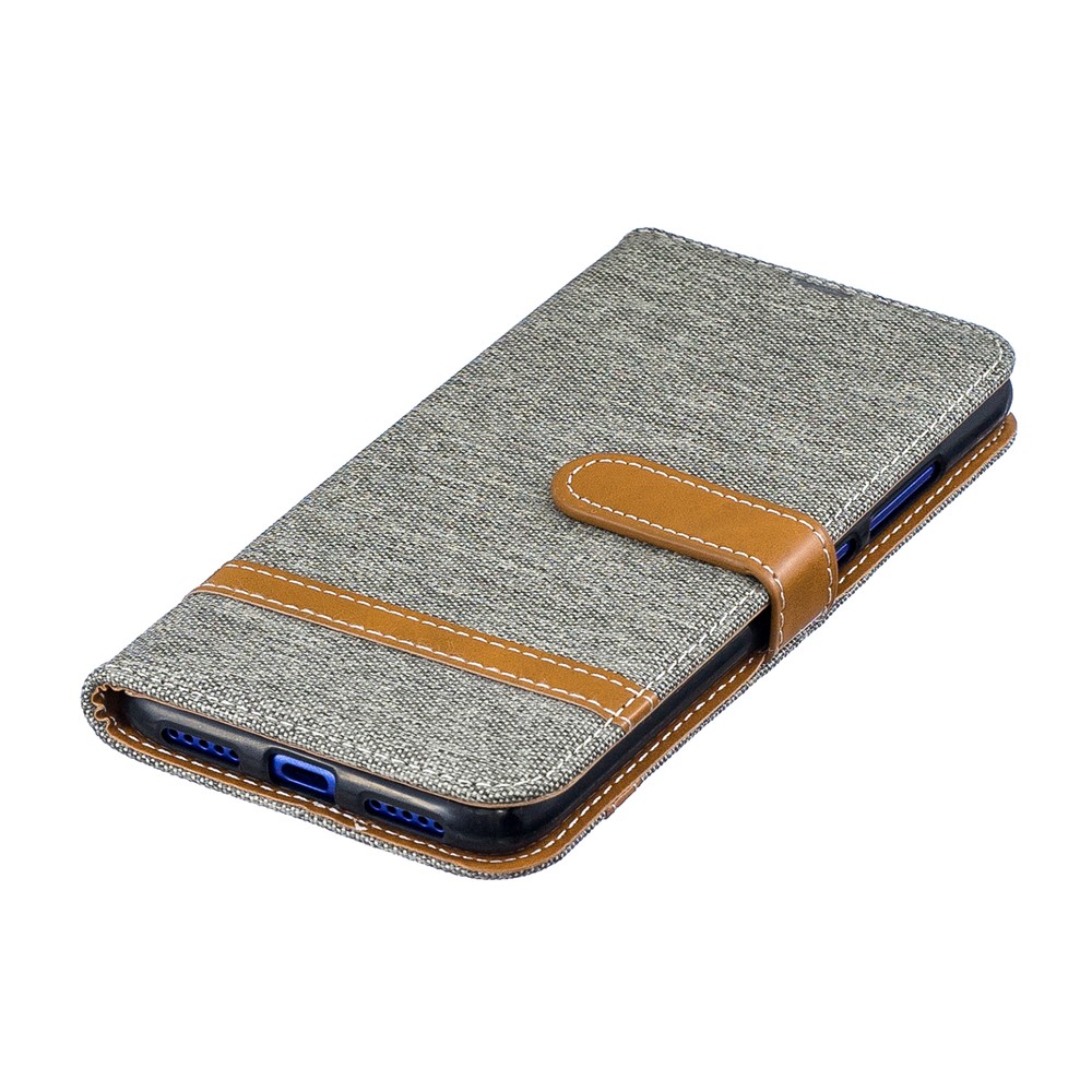 Two-tone Jean Cloth PU Leather Flip Case for Xiaomi Redmi Note 7S /Note 7 / Redmi Note 7 Pro (India) - Grey-7