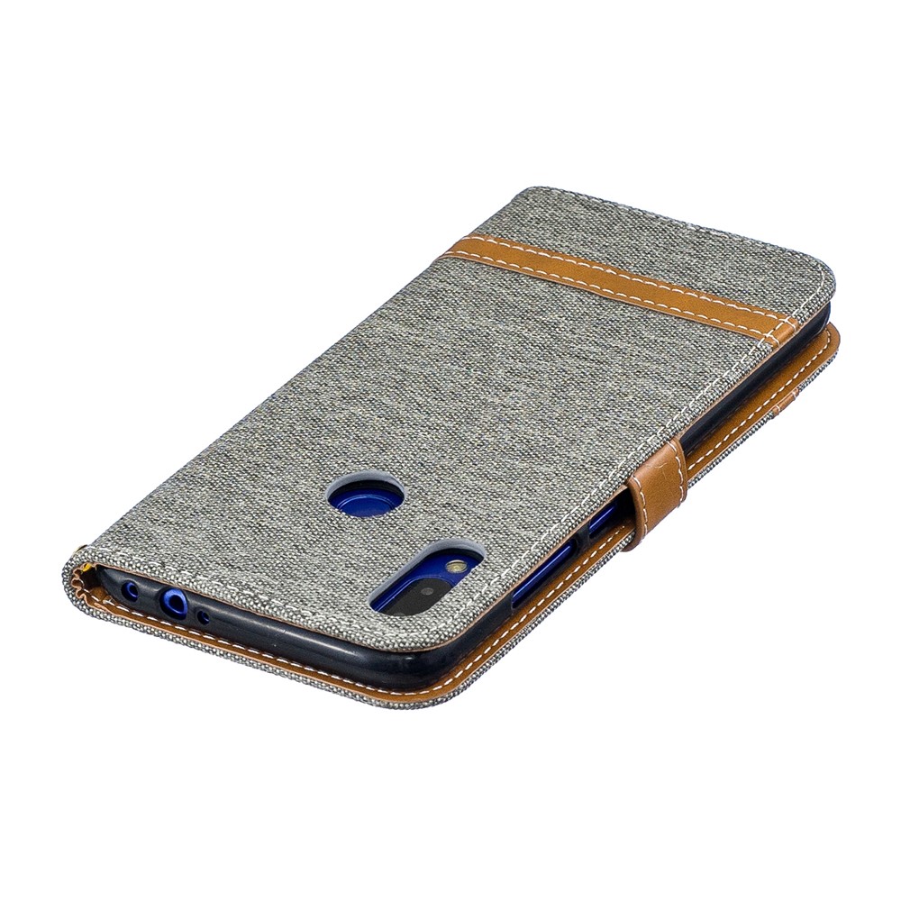 Two-tone Jean Cloth PU Leather Flip Case for Xiaomi Redmi Note 7S /Note 7 / Redmi Note 7 Pro (India) - Grey-8