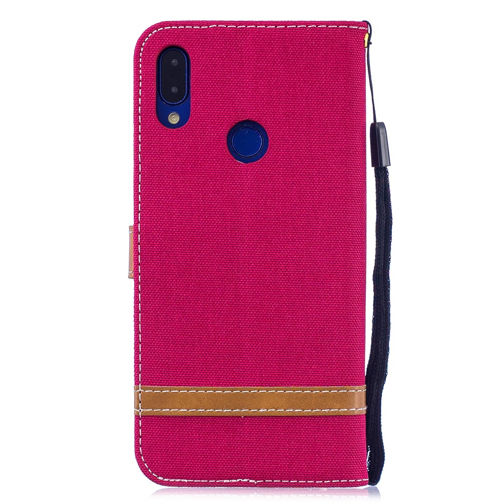 Two-tone Jean Cloth PU Leather Flip Case for Xiaomi Redmi Note 7S /Note 7 / Redmi Note 7 Pro (India) - Red-3