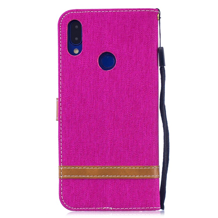 Two-tone Jean Cloth PU Leather Flip Case for Xiaomi Redmi Note 7S /Note 7 / Redmi Note 7 Pro (India) - Rose-3