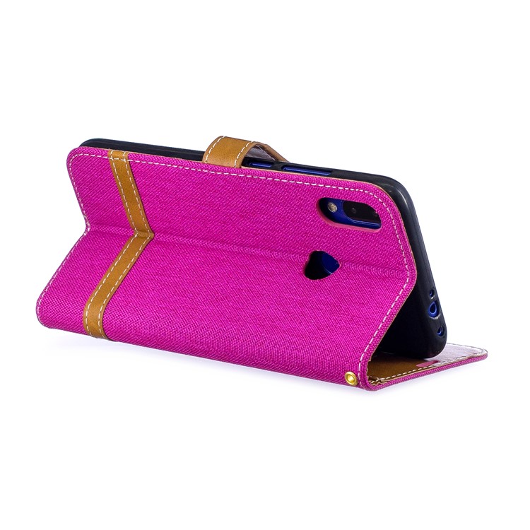 Two-tone Jean Cloth PU Leather Flip Case for Xiaomi Redmi Note 7S /Note 7 / Redmi Note 7 Pro (India) - Rose-5
