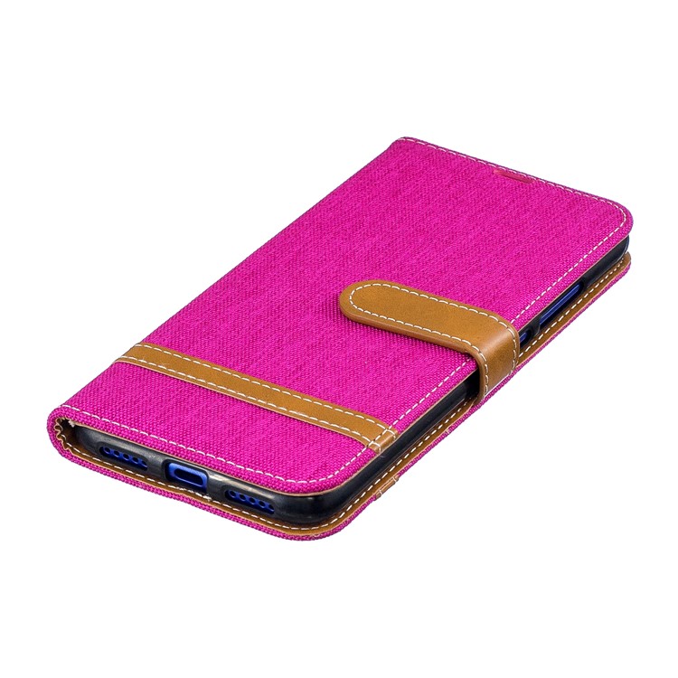 Two-tone Jean Cloth PU Leather Flip Case for Xiaomi Redmi Note 7S /Note 7 / Redmi Note 7 Pro (India) - Rose-7
