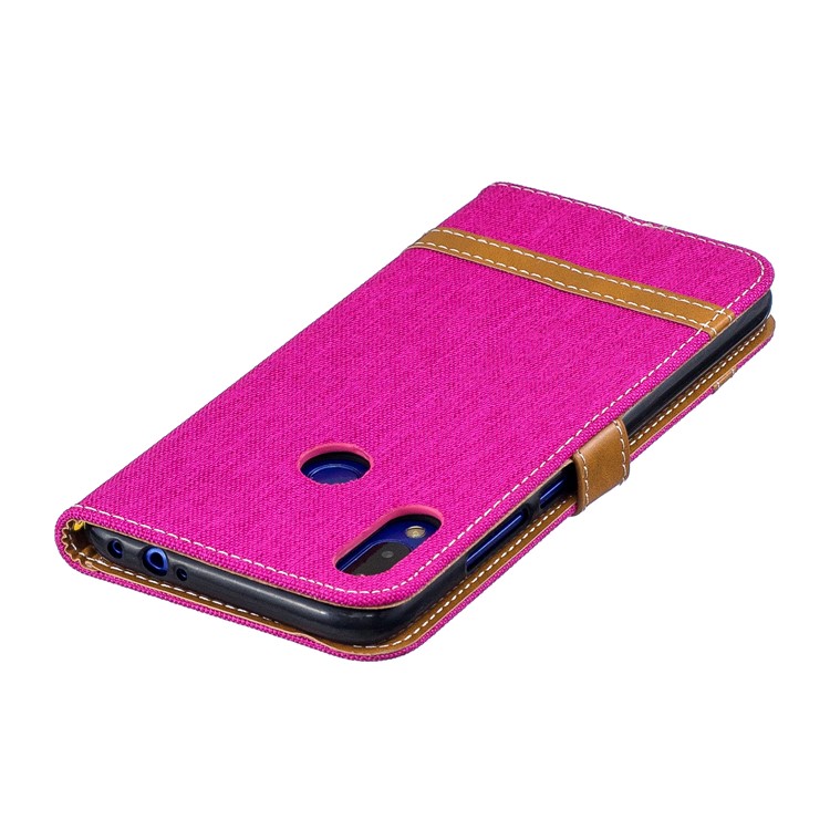 Two-tone Jean Cloth PU Leather Flip Case for Xiaomi Redmi Note 7S /Note 7 / Redmi Note 7 Pro (India) - Rose-8