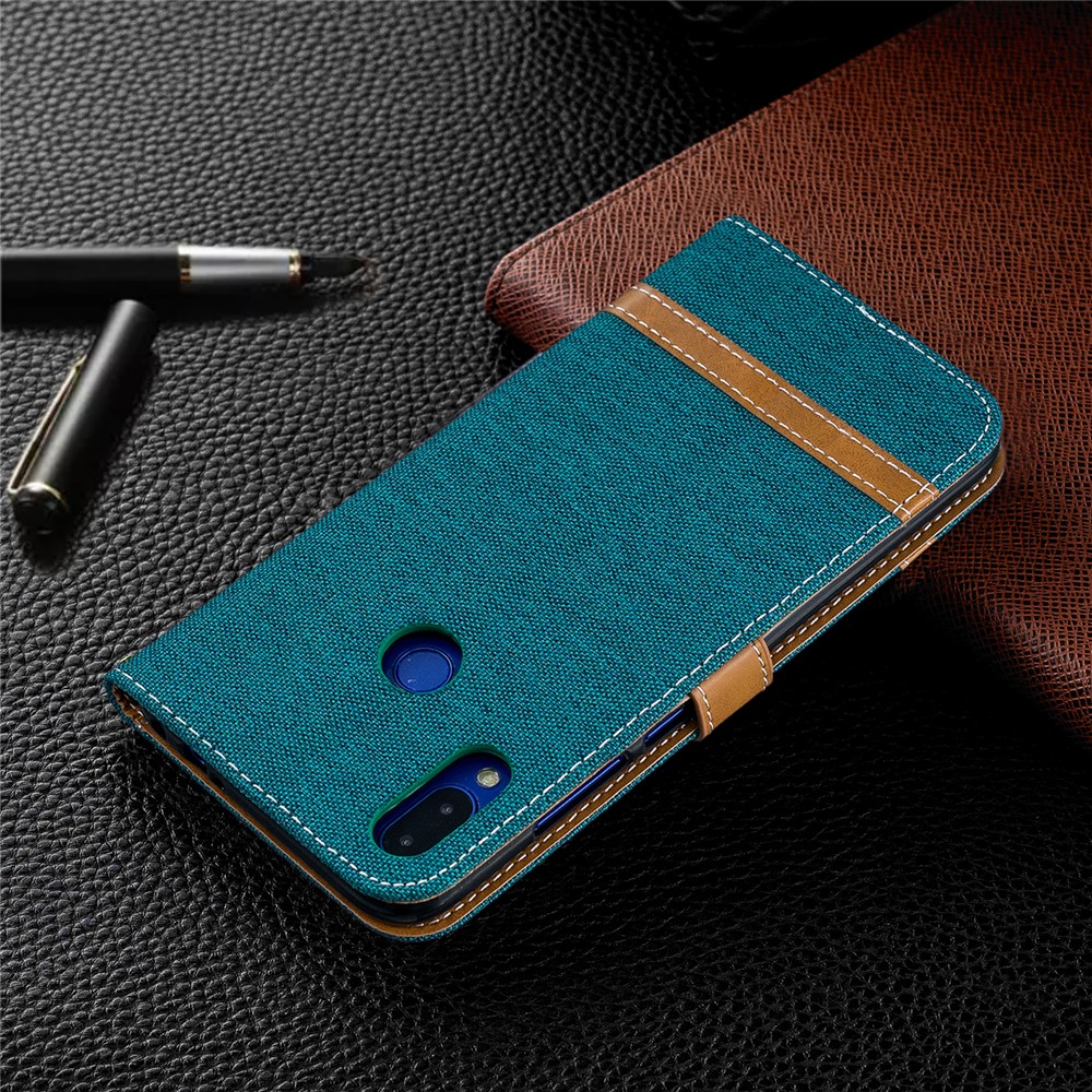Two-tone Jean Cloth PU Leather Flip Case for Xiaomi Redmi Note 7S /Note 7 / Redmi Note 7 Pro (India) - Green-10