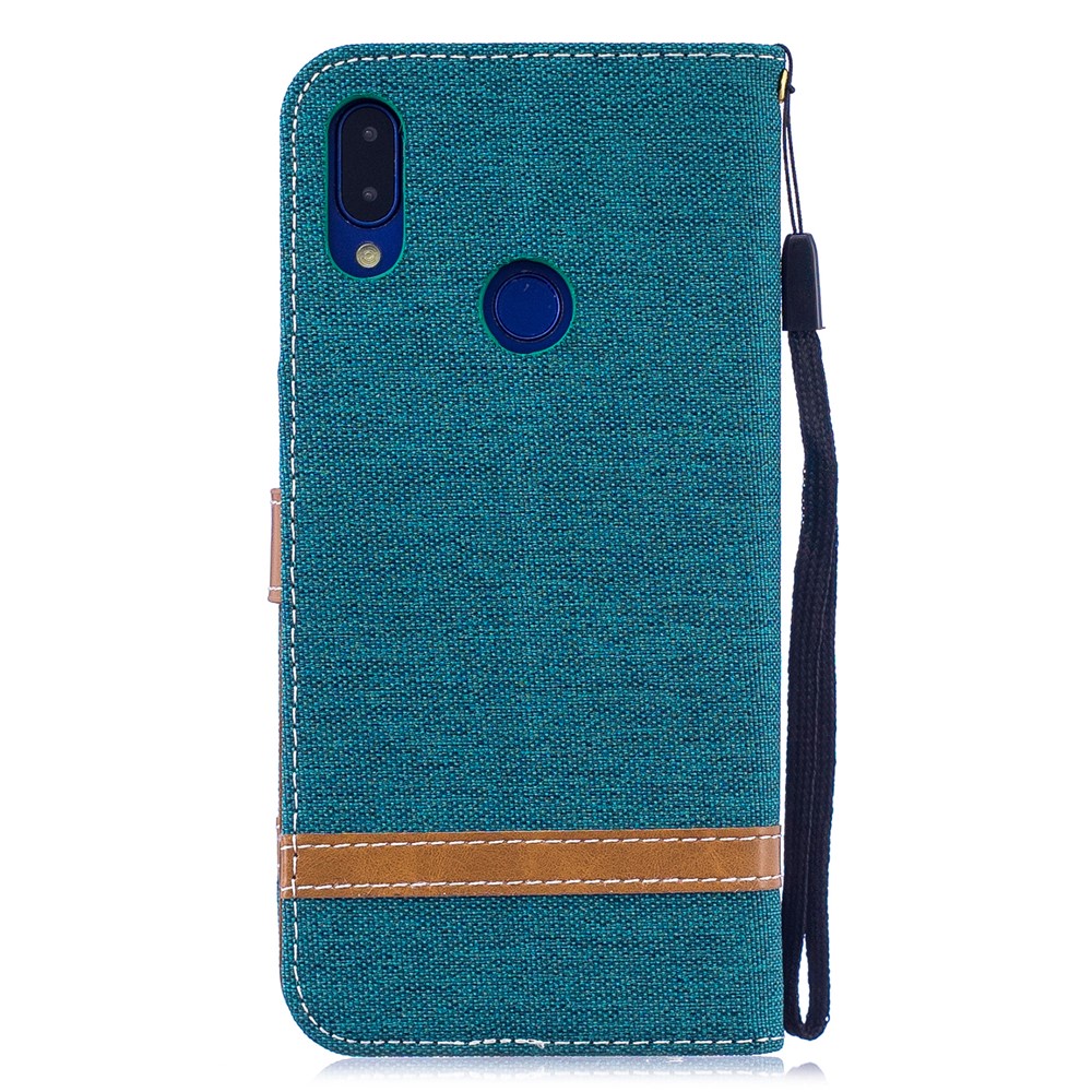Two-tone Jean Cloth PU Leather Flip Case for Xiaomi Redmi Note 7S /Note 7 / Redmi Note 7 Pro (India) - Green-3