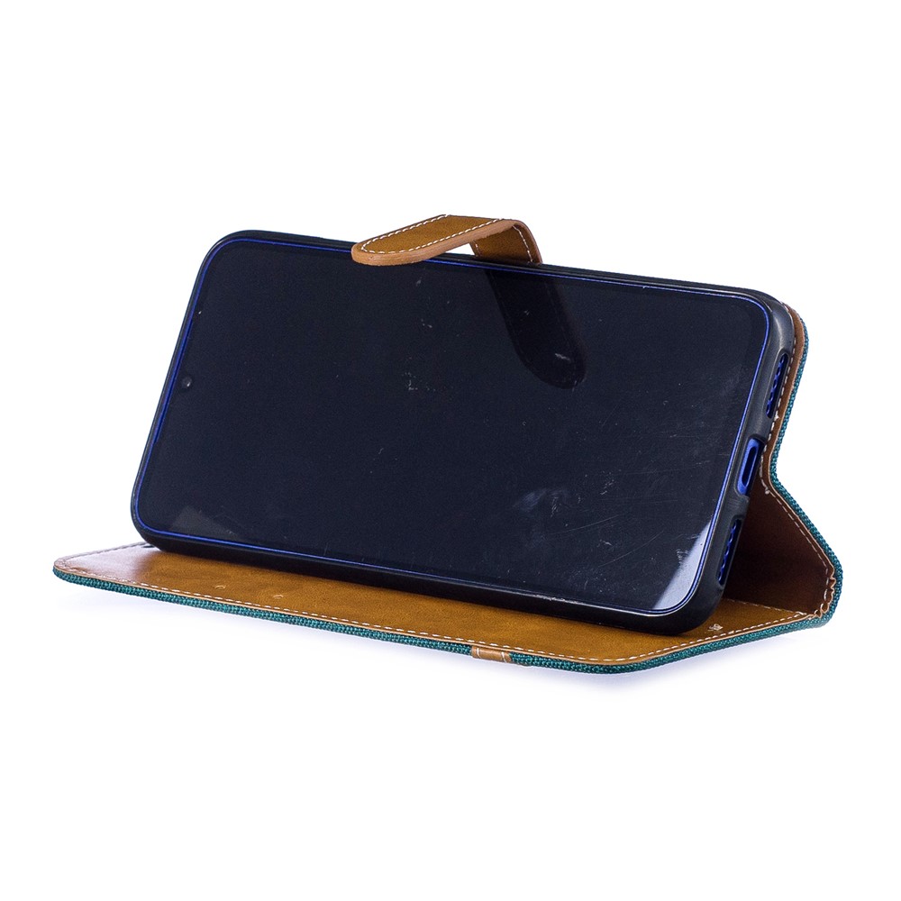 Two-tone Jean Cloth PU Leather Flip Case for Xiaomi Redmi Note 7S /Note 7 / Redmi Note 7 Pro (India) - Green-6