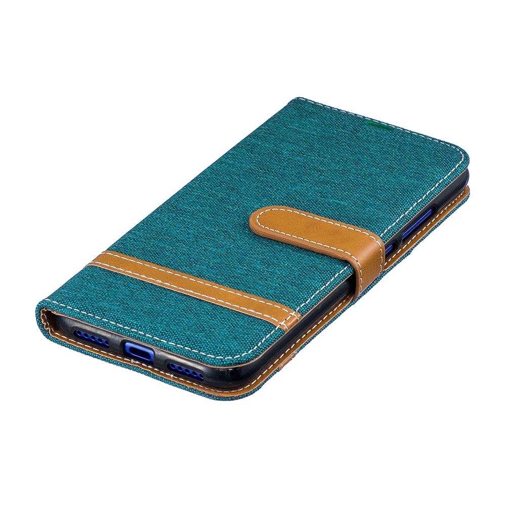 Two-tone Jean Cloth PU Leather Flip Case for Xiaomi Redmi Note 7S /Note 7 / Redmi Note 7 Pro (India) - Green-7