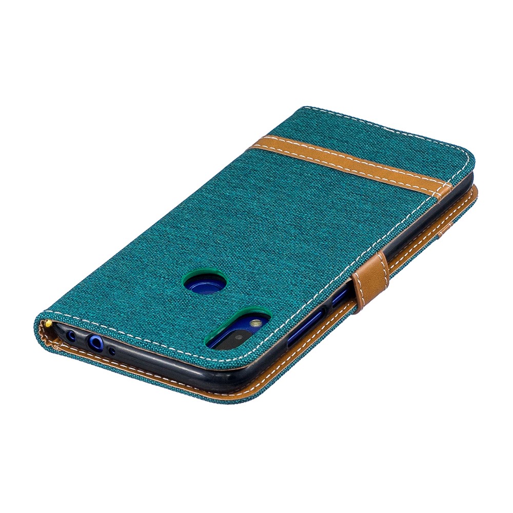 Two-tone Jean Cloth PU Leather Flip Case for Xiaomi Redmi Note 7S /Note 7 / Redmi Note 7 Pro (India) - Green-8