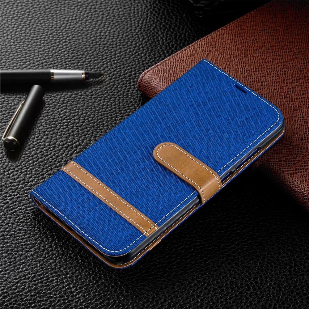 Two-tone Jean Cloth PU Leather Flip Case for Xiaomi Redmi Note 7S /Note 7 / Redmi Note 7 Pro (India) - Baby Blue-10