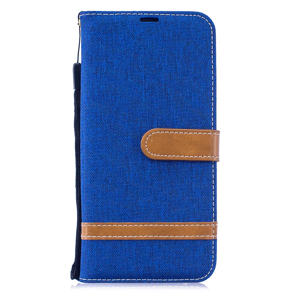 Two-tone Jean Cloth PU Leather Flip Case for Xiaomi Redmi Note 7S /Note 7 / Redmi Note 7 Pro (India) - Baby Blue-2