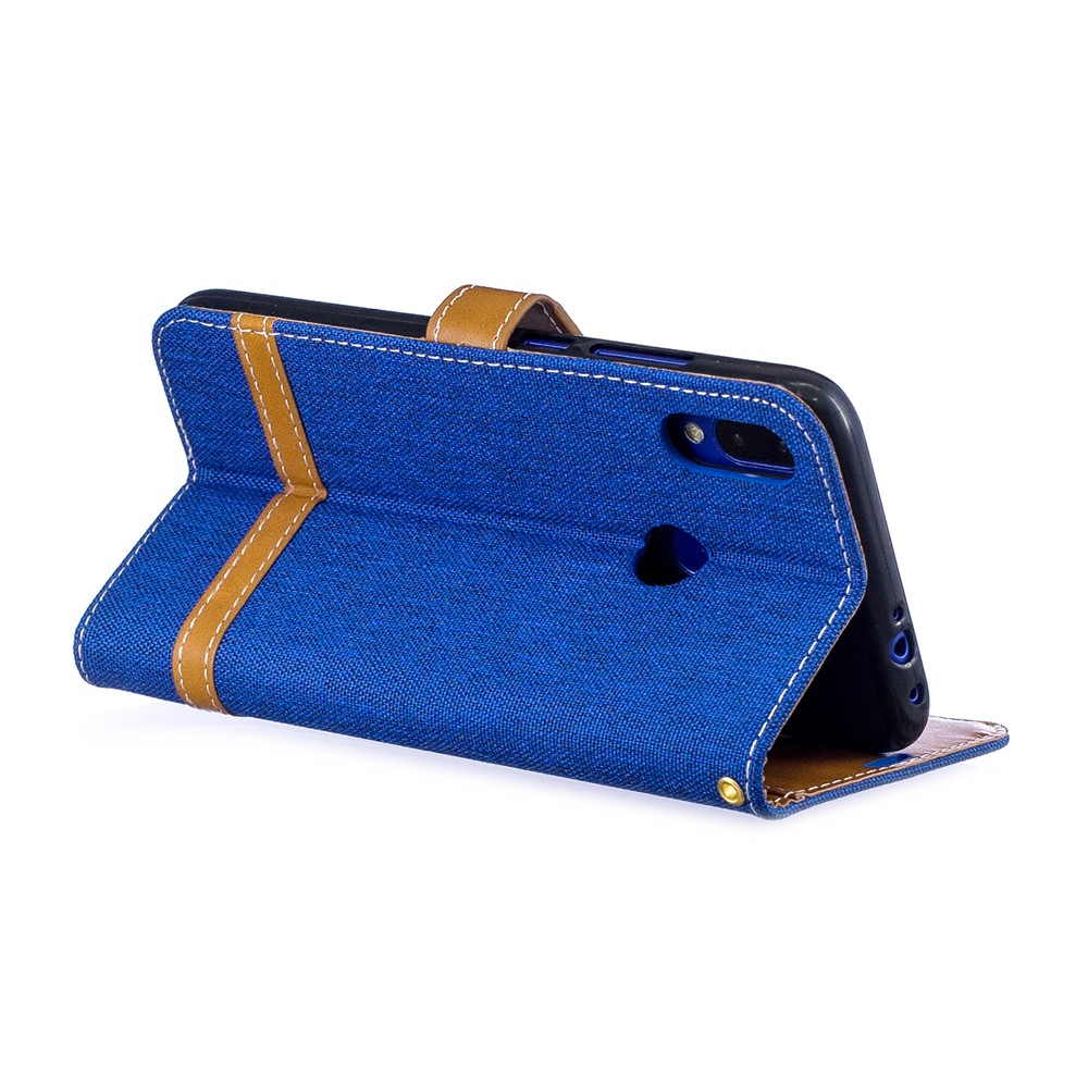 Two-tone Jean Cloth PU Leather Flip Case for Xiaomi Redmi Note 7S /Note 7 / Redmi Note 7 Pro (India) - Baby Blue-5