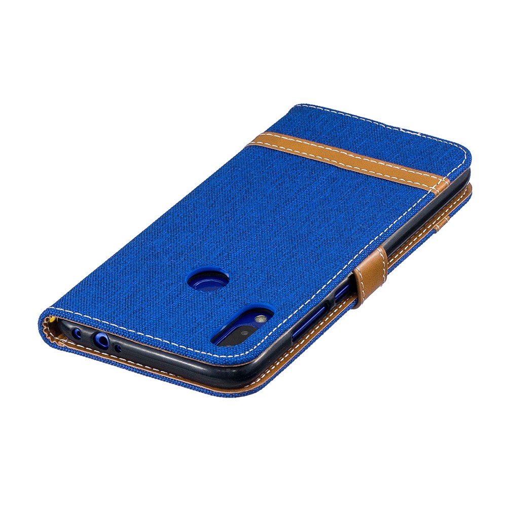 Two-tone Jean Cloth PU Leather Flip Case for Xiaomi Redmi Note 7S /Note 7 / Redmi Note 7 Pro (India) - Baby Blue-8