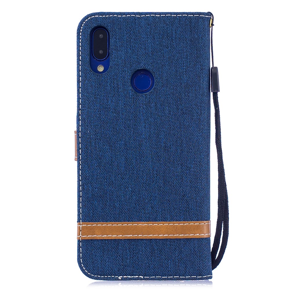 Two-tone Jean Cloth PU Leather Flip Case for Xiaomi Redmi Note 7S /Note 7 / Redmi Note 7 Pro (India) - Dark Blue-3