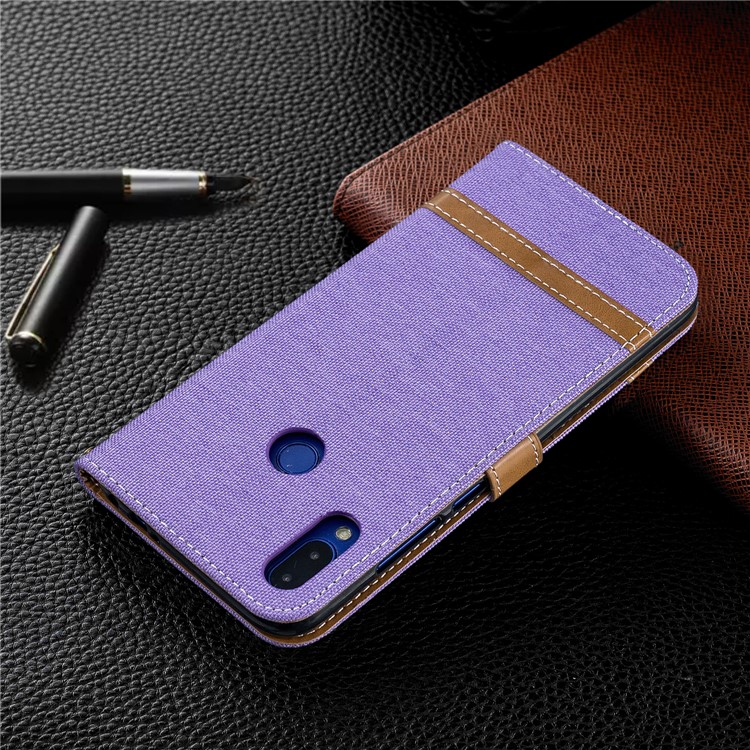 Two-tone Jean Cloth PU Leather Flip Case for Xiaomi Redmi Note 7S /Note 7 / Redmi Note 7 Pro (India) - Purple-10