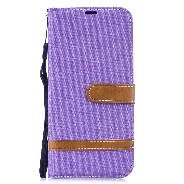 Two-tone Jean Cloth PU Leather Flip Case for Xiaomi Redmi Note 7S /Note 7 / Redmi Note 7 Pro (India) - Purple-2