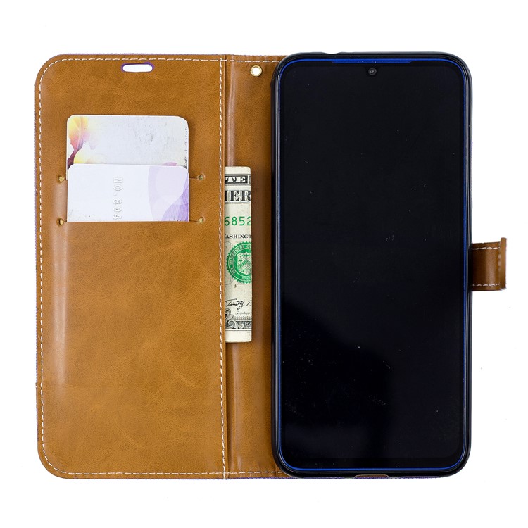 Two-tone Jean Cloth PU Leather Flip Case for Xiaomi Redmi Note 7S /Note 7 / Redmi Note 7 Pro (India) - Purple-4