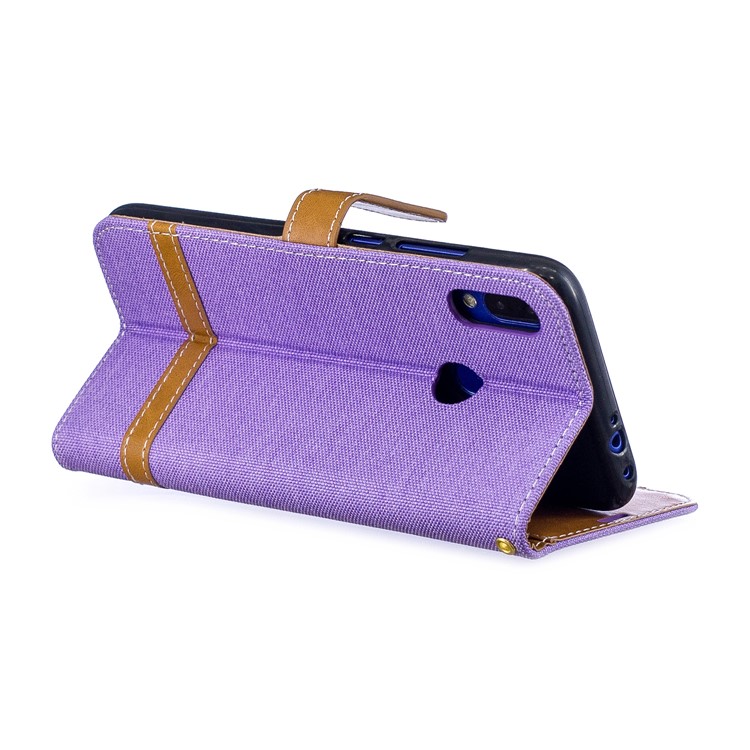 Two-tone Jean Cloth PU Leather Flip Case for Xiaomi Redmi Note 7S /Note 7 / Redmi Note 7 Pro (India) - Purple-5