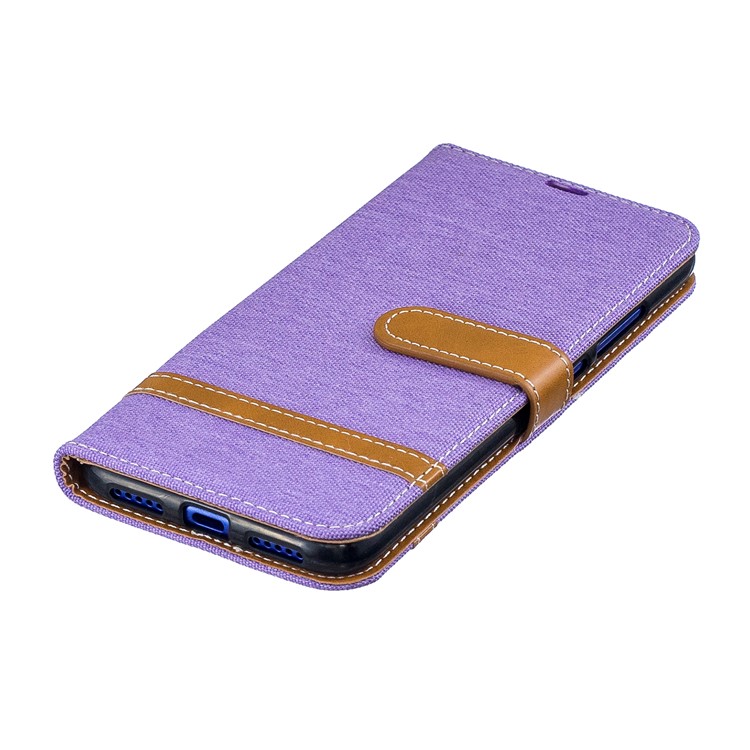 Two-tone Jean Cloth PU Leather Flip Case for Xiaomi Redmi Note 7S /Note 7 / Redmi Note 7 Pro (India) - Purple-7