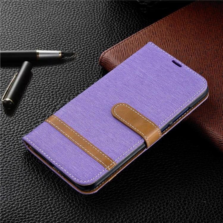 Two-tone Jean Cloth PU Leather Flip Case for Xiaomi Redmi Note 7S /Note 7 / Redmi Note 7 Pro (India) - Purple-9