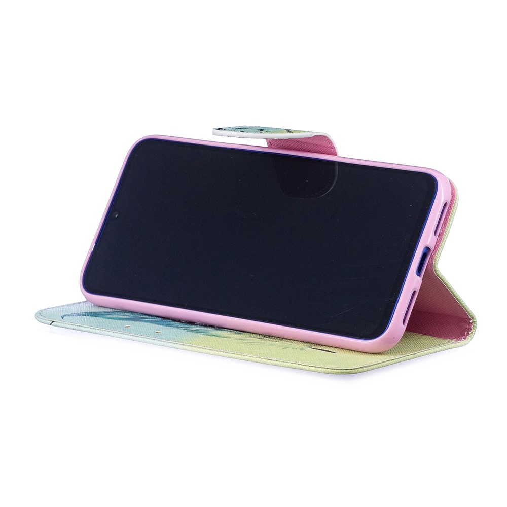 Pattern Printing PU Leather Folio Flip Phone Cover for Xiaomi Redmi Note 7S /Note 7 - Feather Pattern-6