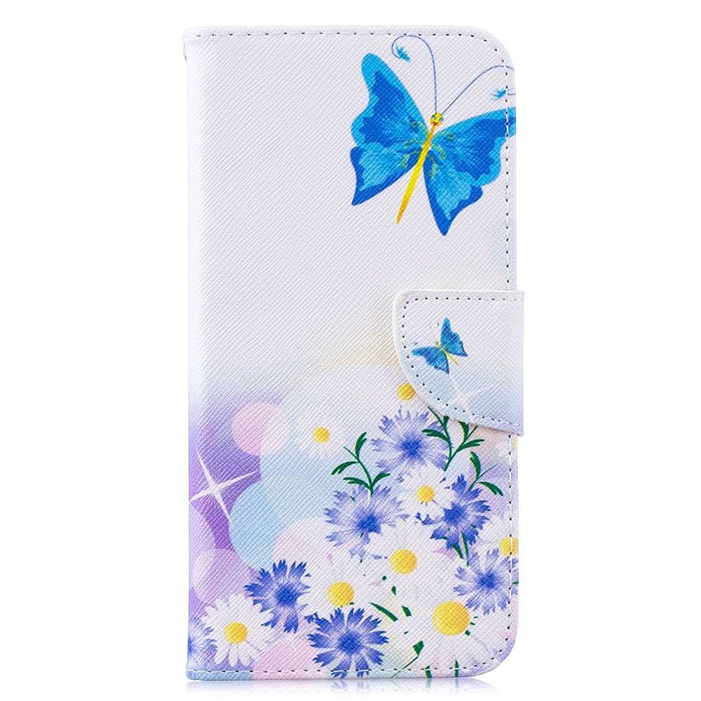 Pattern Printing PU Leather Folio Flip Phone Cover for Xiaomi Redmi Note 7S /Note 7 - Blue Butterflies-2