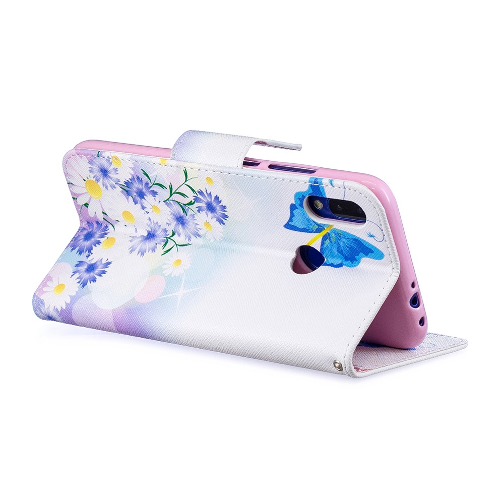 Pattern Printing PU Leather Folio Flip Phone Cover for Xiaomi Redmi Note 7S /Note 7 - Blue Butterflies-5