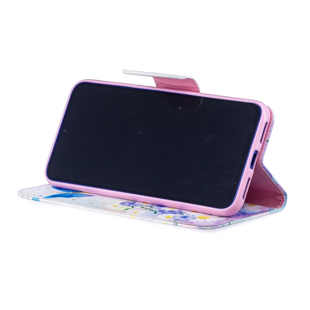 Pattern Printing PU Leather Folio Flip Phone Cover for Xiaomi Redmi Note 7S /Note 7 - Blue Butterflies-6