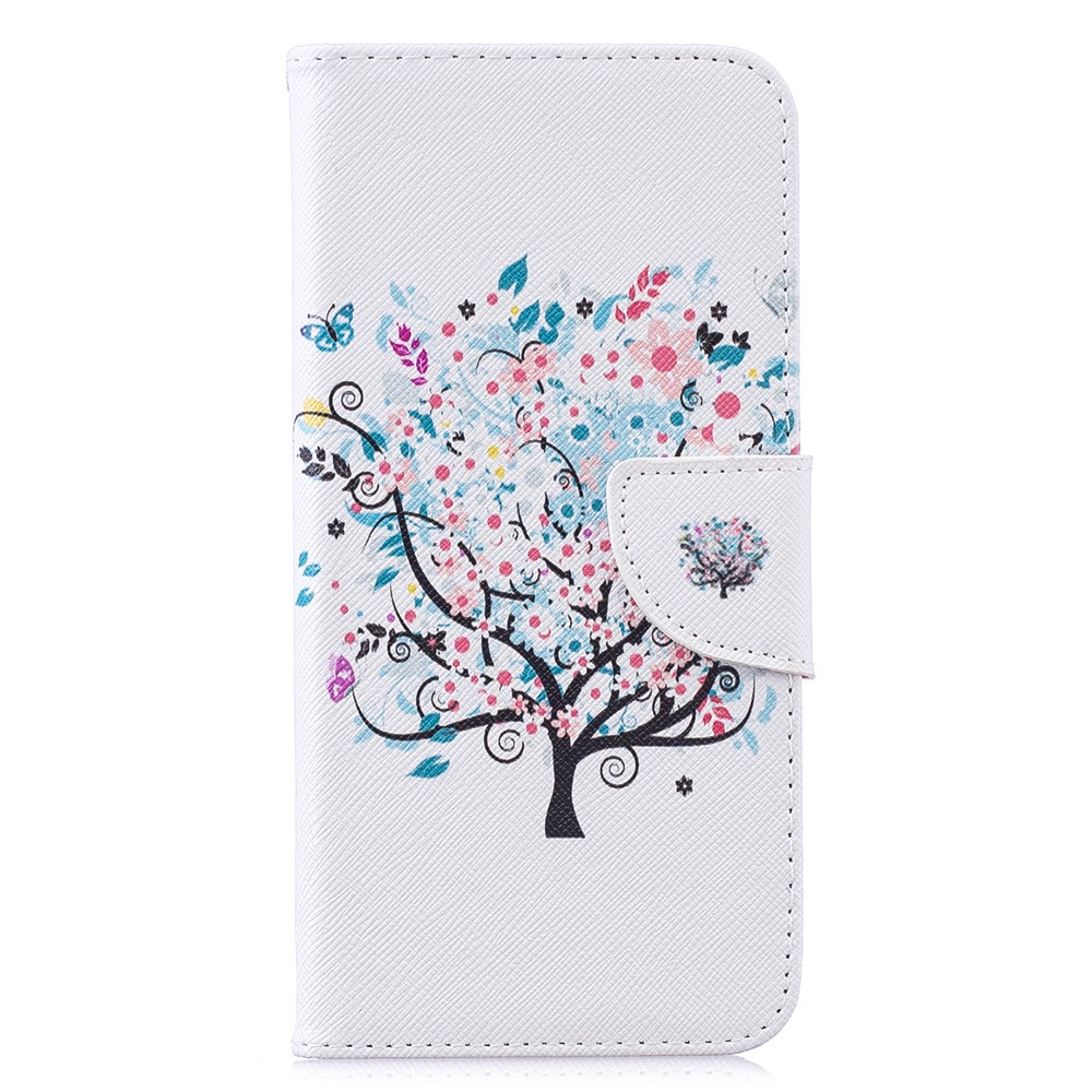 Pattern Printing PU Leather Folio Flip Phone Cover for Xiaomi Redmi Note 7S /Note 7 - Flowered Tree-2