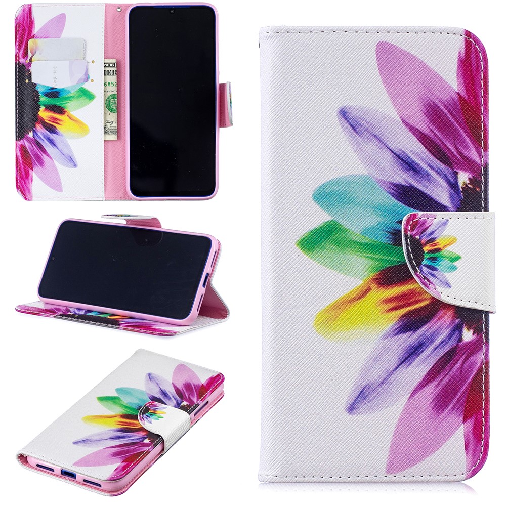 Pattern Printing PU Leather Folio Flip Phone Cover for Xiaomi Redmi Note 7S /Note 7 - Petals Pattern-1