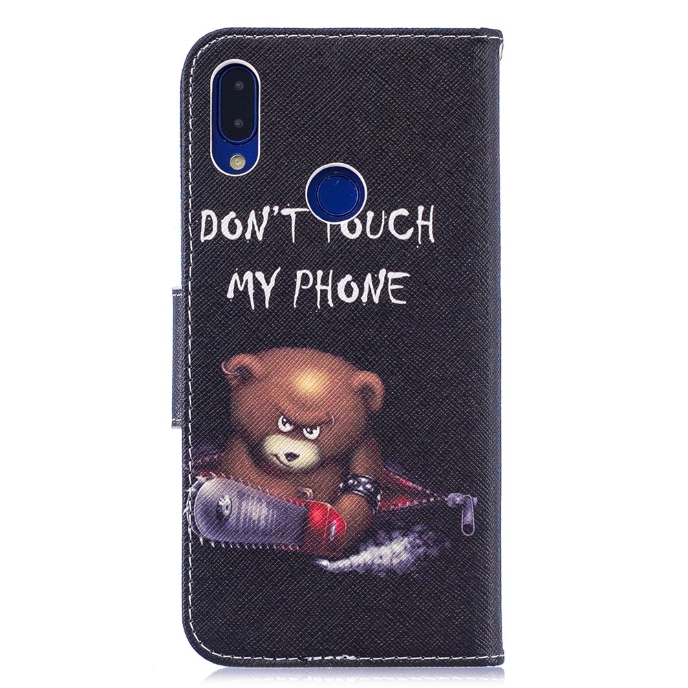 Pattern Printing PU Leather Folio Flip Phone Cover for Xiaomi Redmi Note 7S /Note 7 - Bear And Its Warnings-3