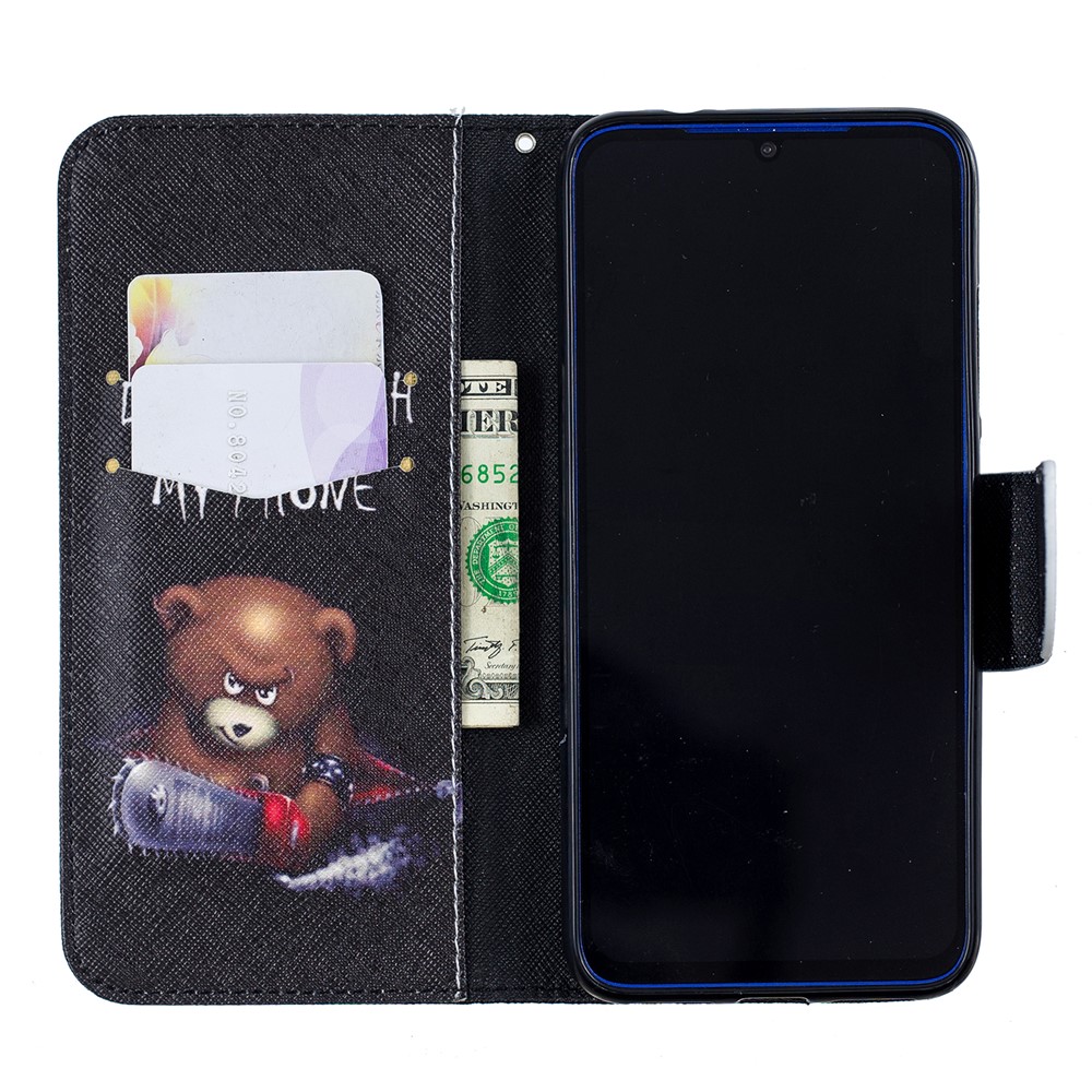 Pattern Printing PU Leather Folio Flip Phone Cover for Xiaomi Redmi Note 7S /Note 7 - Bear And Its Warnings-4