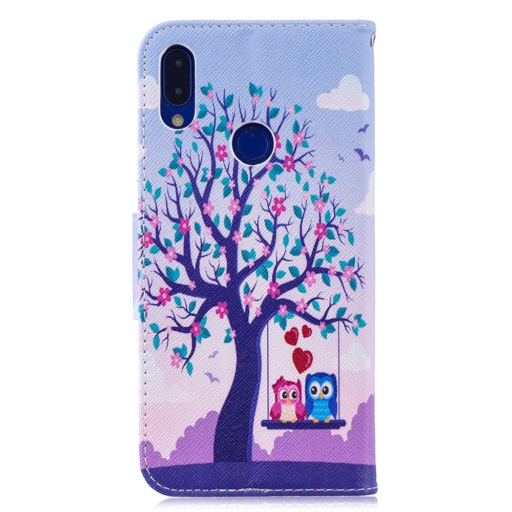 Pattern Printing Leather Wallet Case for Xiaomi Redmi Note 7S /Note 7 / Note 7 Pro (India) - Tree and Owls-3