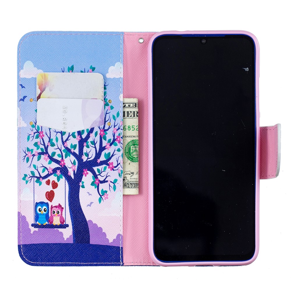 Pattern Printing Leather Wallet Case for Xiaomi Redmi Note 7S /Note 7 / Note 7 Pro (India) - Tree and Owls-4