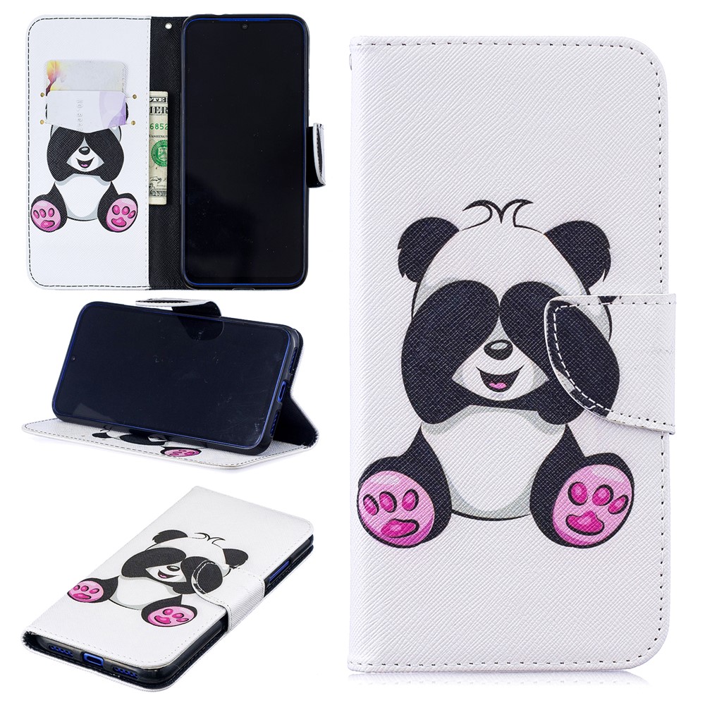 Pattern Printing Leather Wallet Case for Xiaomi Redmi Note 7S /Note 7 / Note 7 Pro (India) - Cute Panda-1