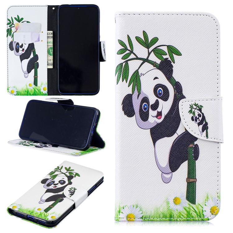 Pattern Printing Leather Wallet Case for Xiaomi Redmi Note 7S /Note 7 / Note 7 Pro (India) - Panda Pattern-1