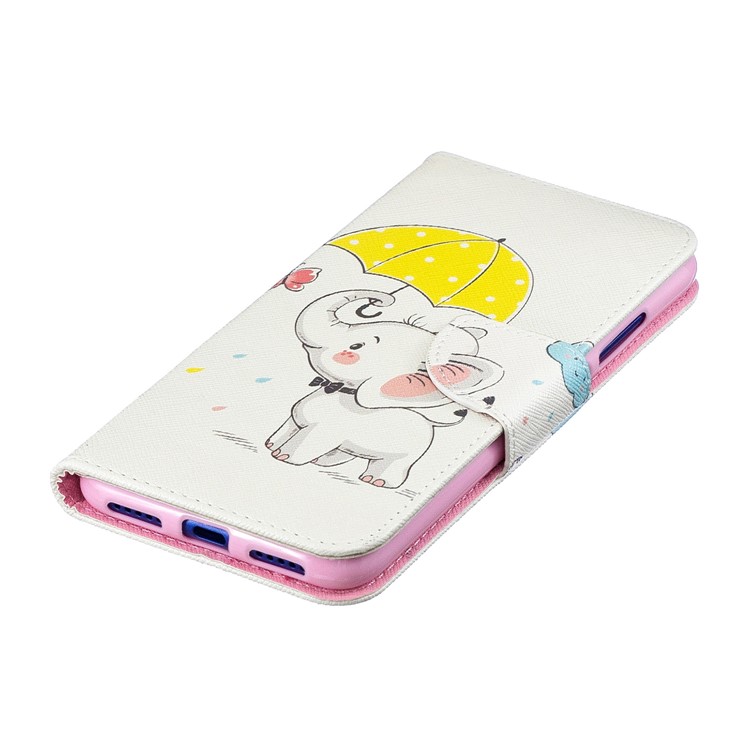 Pattern Printing Wallet Leather Stand Case for Xiaomi Redmi Note 7 / Note 7 Pro (India) - Elephant Holding an Umbrella-7