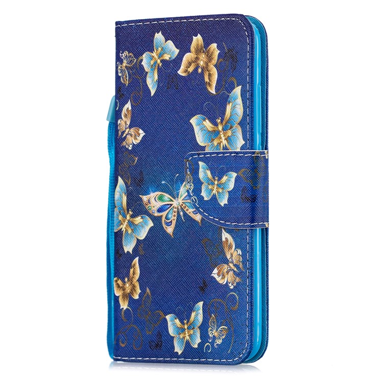 Pattern Printing Leather Wallet Case for Xiaomi Redmi Note 6 Pro - Blue Butterflies-2