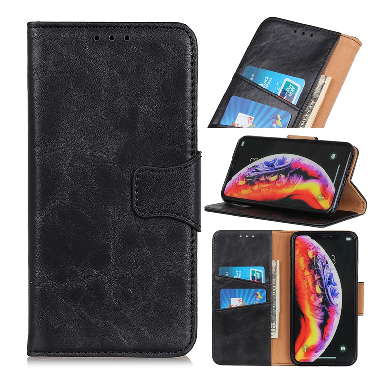 Crazy Horse Split Leather Stand Phone Case for Xiaomi Mi 9 - Black-1